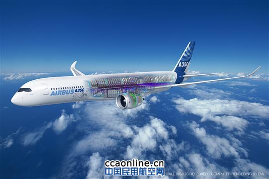 带剖面的a350xwb宽体飞机合成图